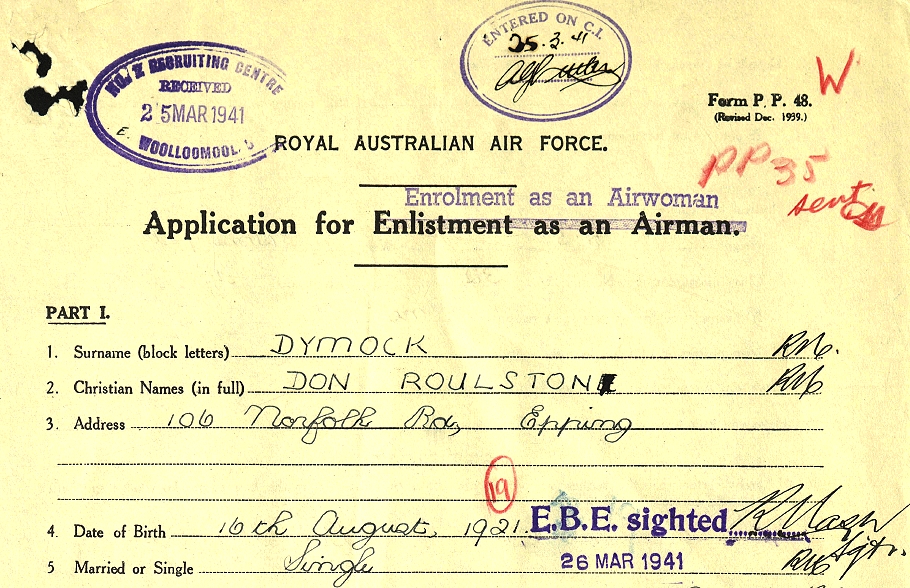 First Application for Enlistment